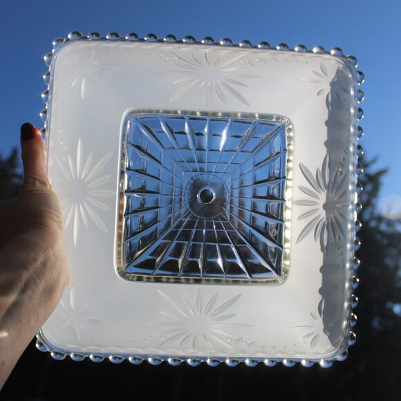 Art Deco Satin Crystal Glass Shade – Atomic Starburst Harmony House Sears 1940s - Picture 6 of 12